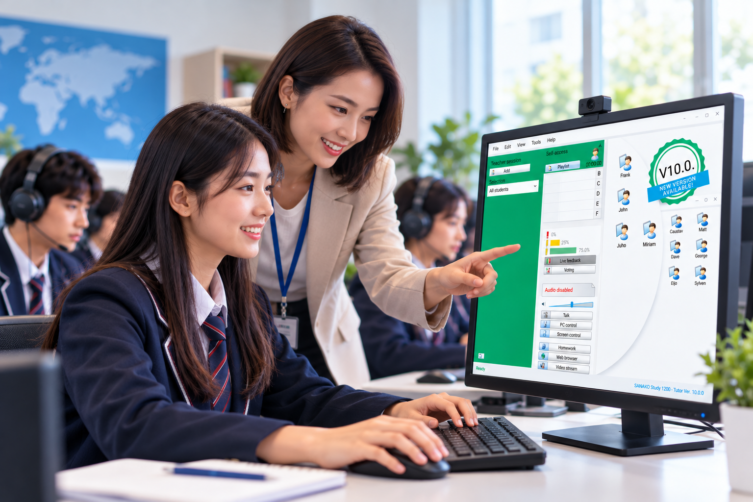 Học vi&ecirc;n luyện nghe n&oacute;i với phần mềm Sanako Study